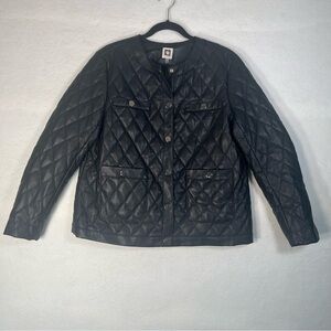 Anne Klein Black Quilted (Faux) Leather Jacket, Large
